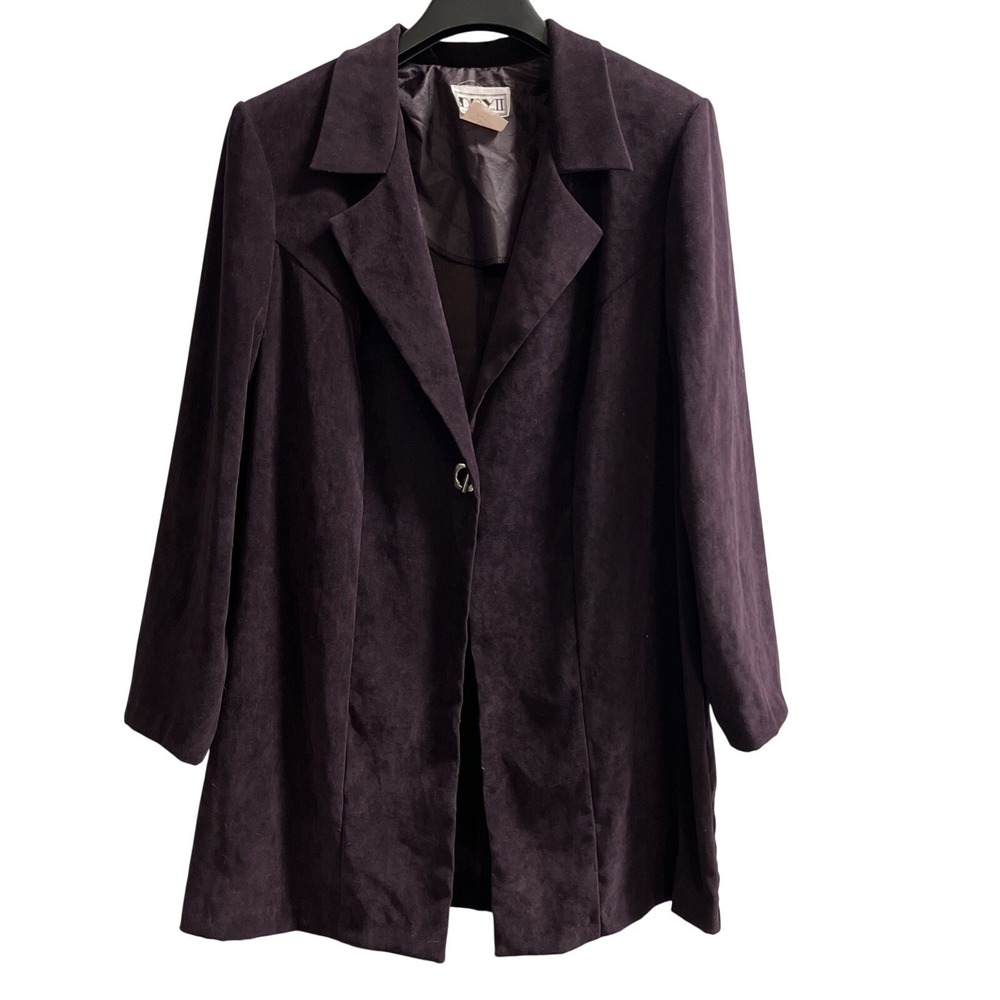 Vintage DBY II Blazer Purple Velour Jacket Size 16W Longline Corporate Goth
